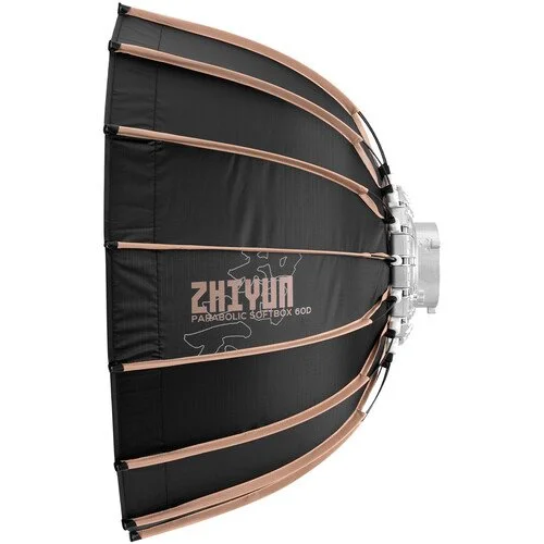 Myhys softbox featuring black and brown fabric, designed for use with the Zhiyun Parabolic Softbox 60D.