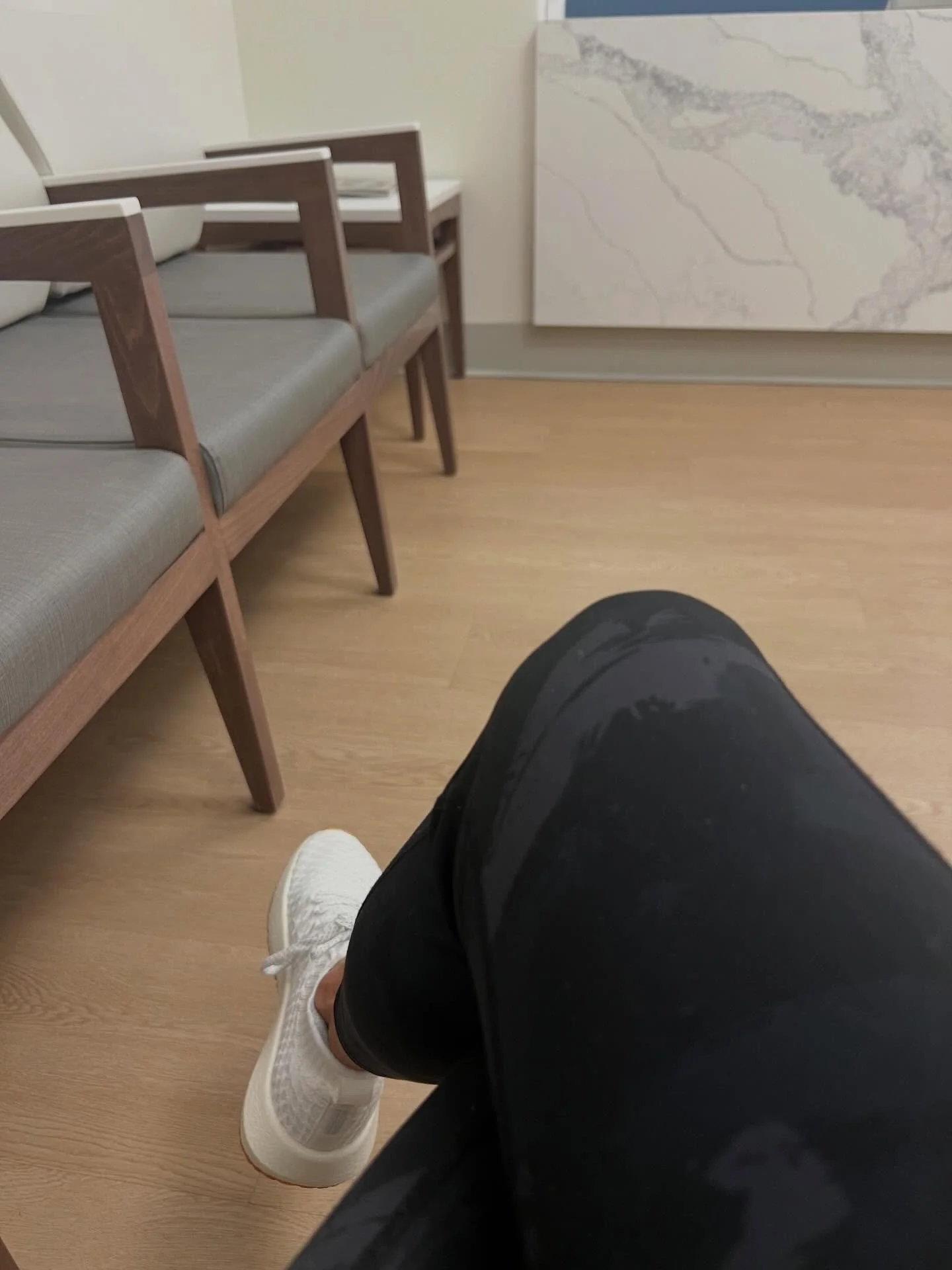 This is me sitting in my physician&rsquo;s waiting room. I took my phone out at some point only to memorialize something for this post. Then it went straight to my bag.

I looked around and there were eight of us in the waiting room. I was the only o