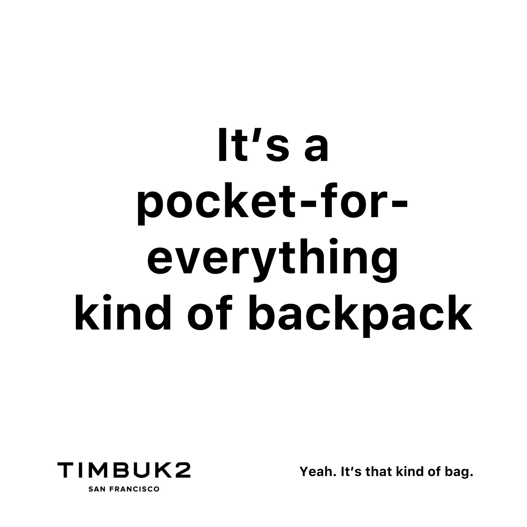 I&rsquo;m posting 1 ad mockup per day until I
get my dream gig.

Day 20

Brand:@timbuk2 
Idea: Timbuk2 makes the kind of bag you want with
you when you&rsquo;re running around town
Tagline: Yeah. It&rsquo;s that kind of bag.