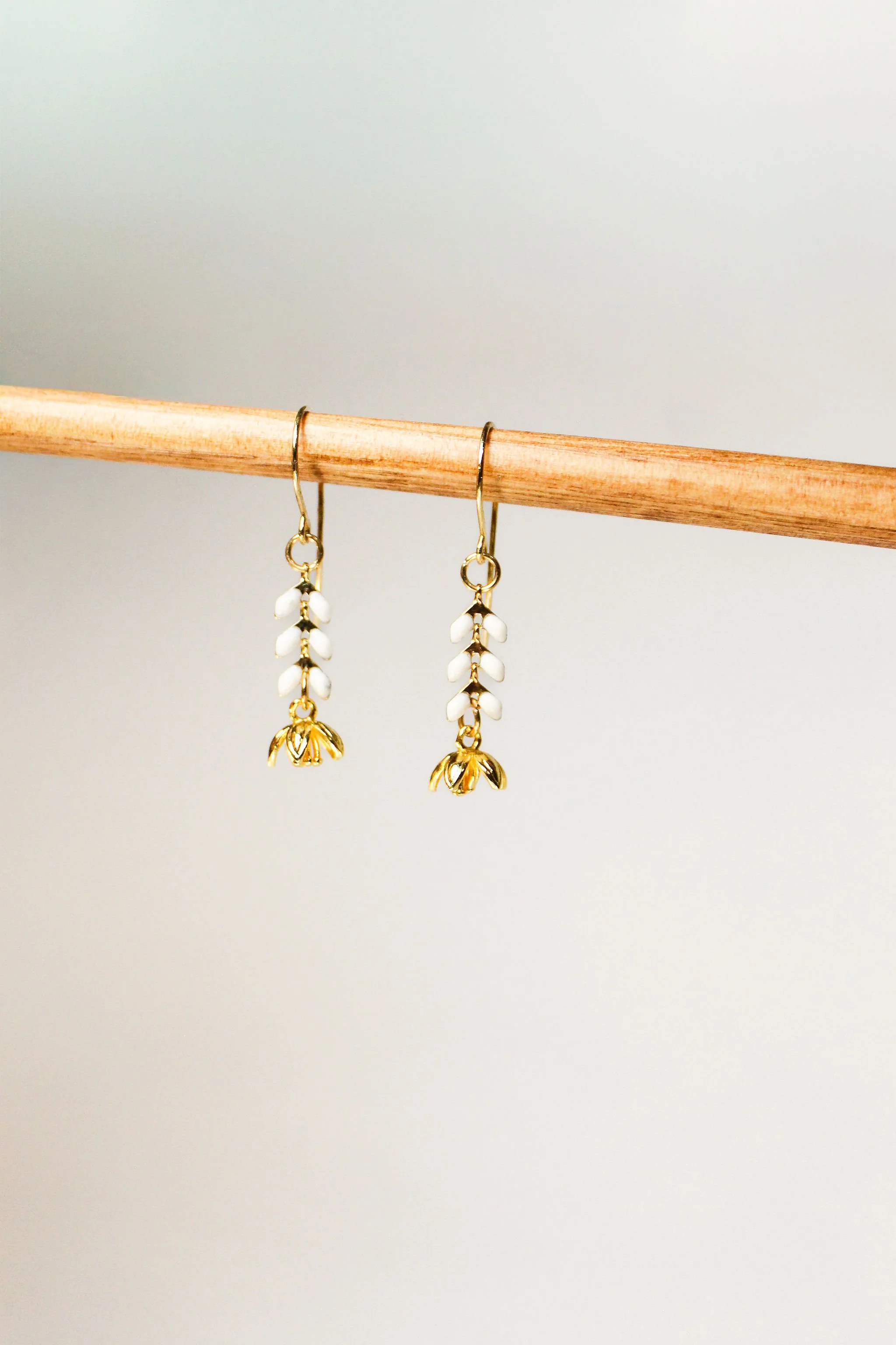 Herringbone Enamel Earrings - White