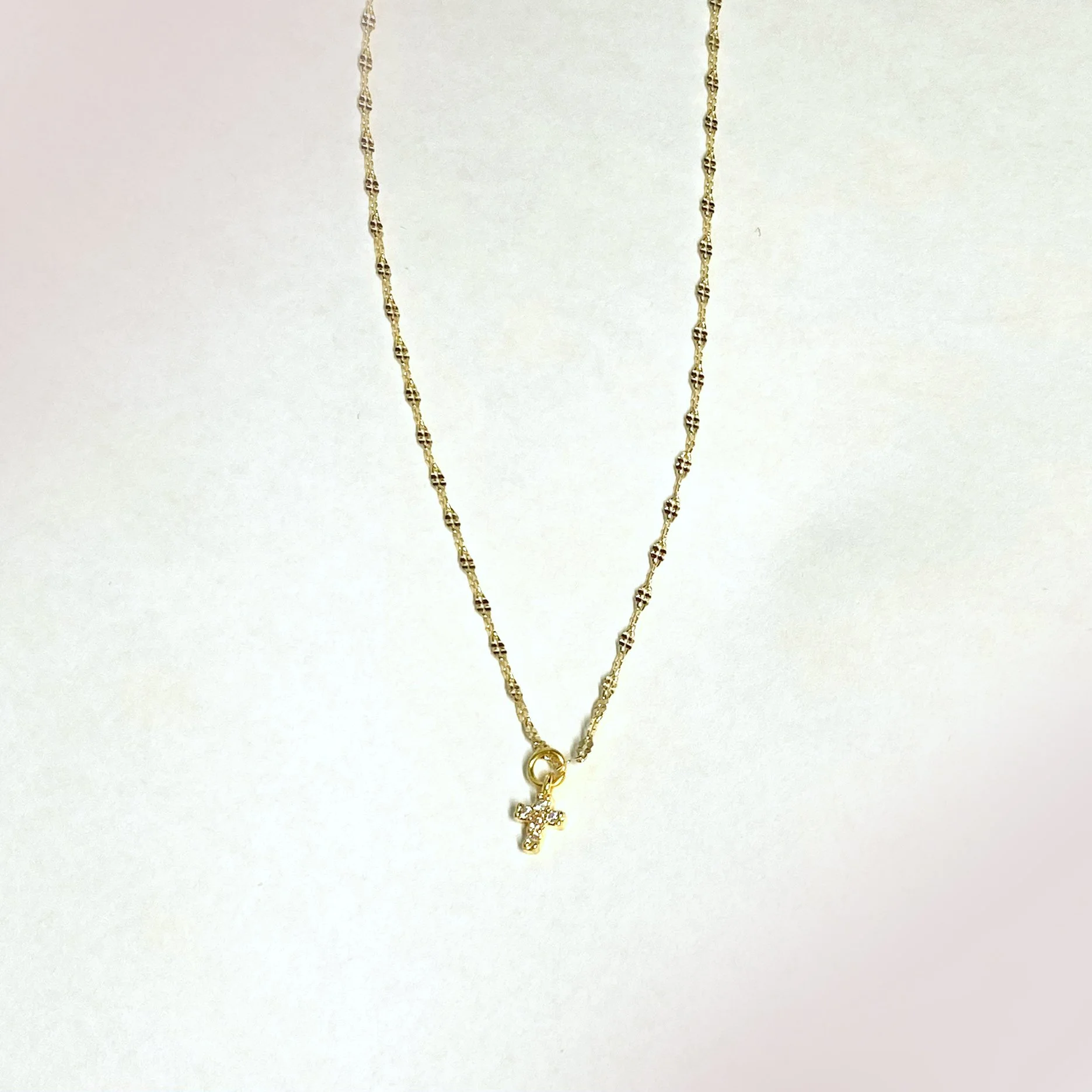 Tiny Cross Necklace - Gold