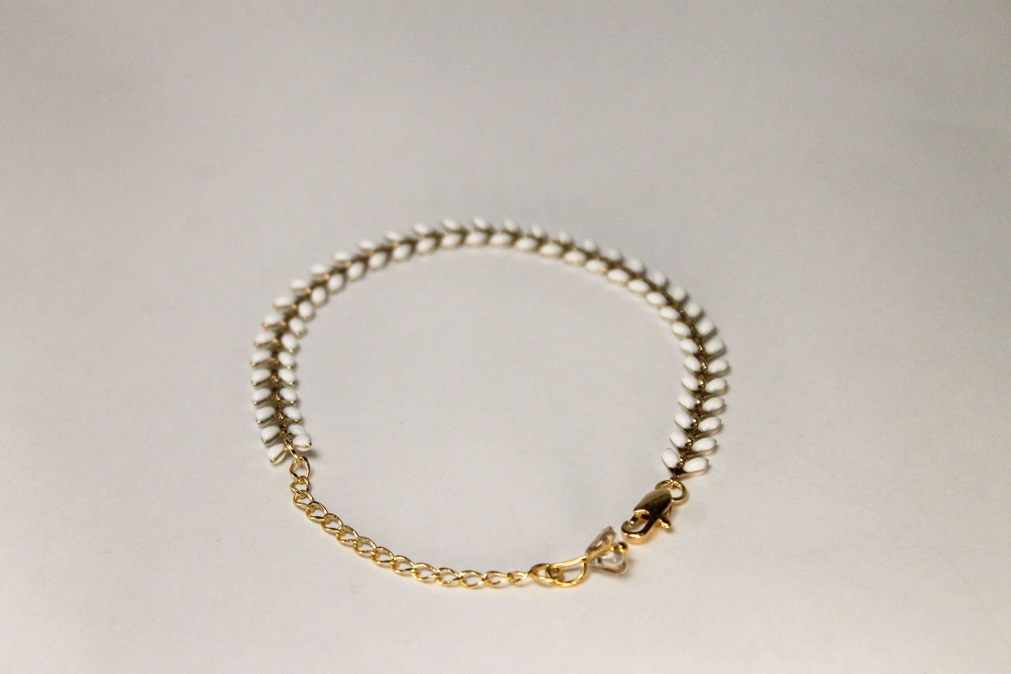 Herringbone Enamel Bracelet - White