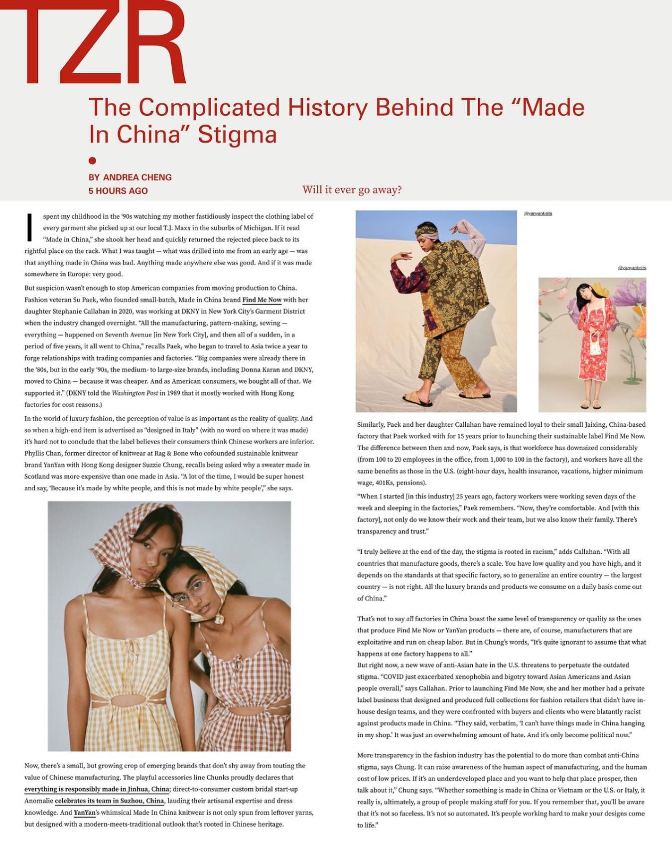 A Complicated History &amp; Brighter Future - Until recent years, the #madeinchina label has had a history of social, political, environmental and racial complexities associated with it, but a new crop of forward-thinking, #aapi-owned designers are w