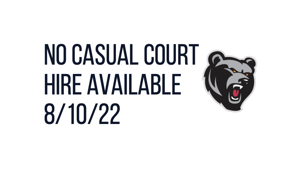 NO CASUAL COURT HIRE 8/10/22