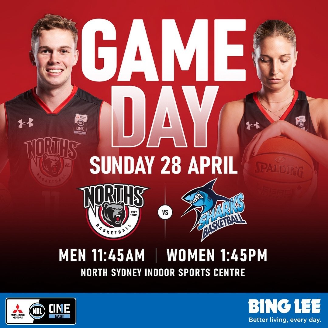 GAME DAY 🐻

🎖️ ANZAC Round
🏀 Bing Lee Norths Bears v Sutherland Sharks
⏰ Men 11:45am | Women 1:45pm
📅 Sunday, 28 April
📍 North Sydney Indoor Sports Centre
🎟️ Purchase tickets online, link in bio

For those who can&rsquo;t attend NBL1, you can c