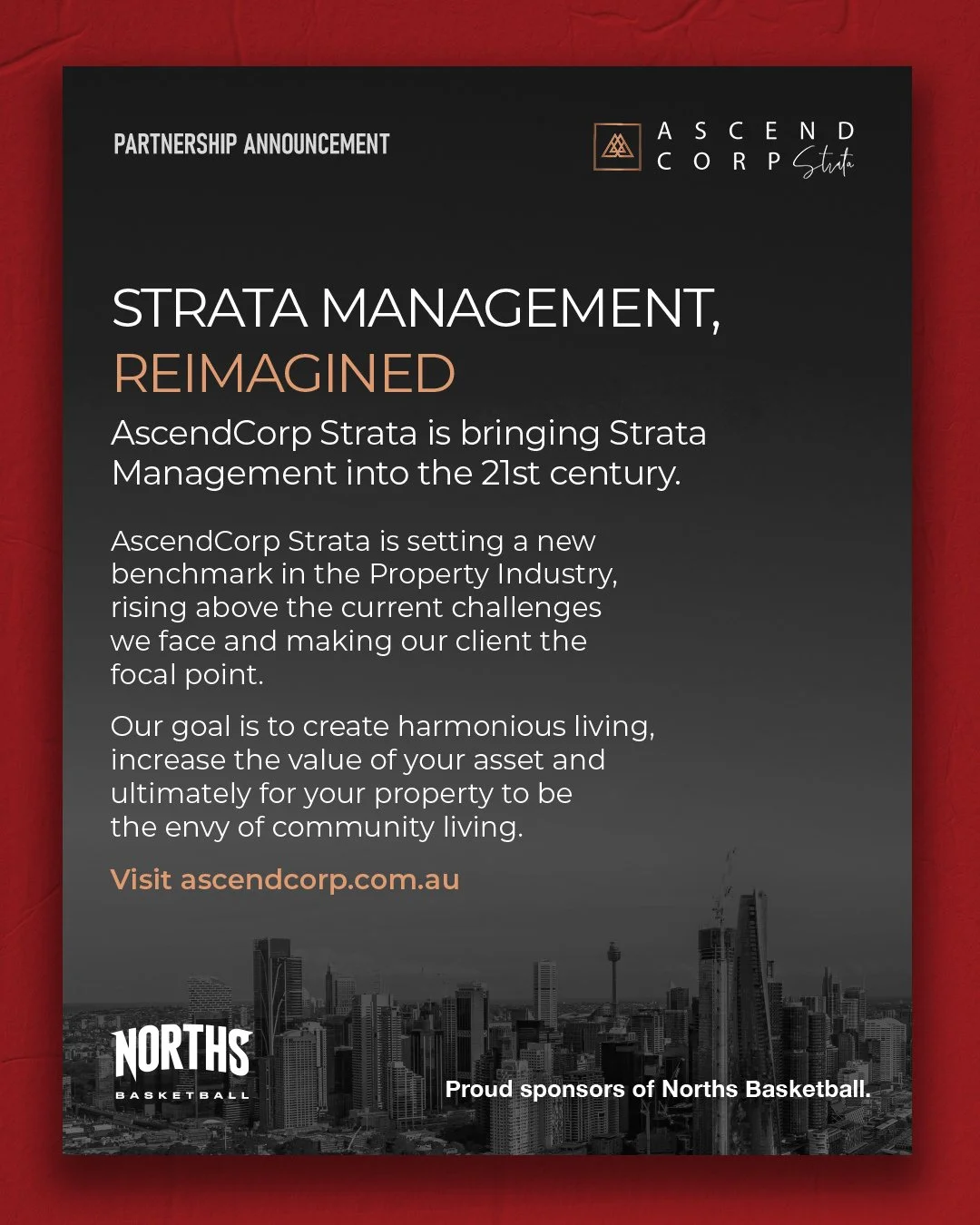 🤝 Welcome AscendCorp Strata to the Norths family 🐻⁠
⁠
🏢 For committees, owners and developers who expect more from their strata partner, @ascendcorp_strata is raising the standard! Combining strategic management, transparent communication and smar