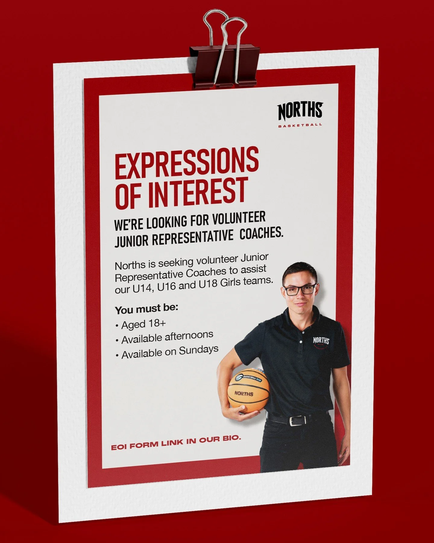 Want to be a Rep Coach? 🏀🔥⁠
⁠
It&rsquo;s not too late! If you, or a friend,  are keen to get involved, support our athletes and be part of the rep program at Norths Basketball in 2026, we&rsquo;d love to hear from you 🙌⁠
⁠
Register your interest v