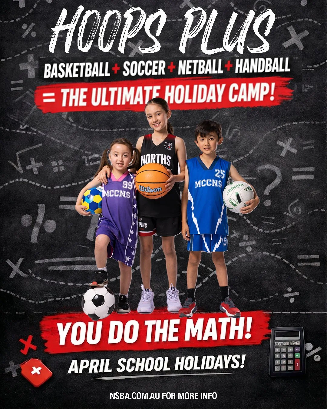 ➕➖✖️ It&rsquo;s World Maths Day&hellip;⁠
⁠
So we&rsquo;ll give you the easiest equation you&rsquo;ll see all day 😎⁠
⁠
🏀 + ⚽ + 🤾 + 🏐 = THE ULTIMATE HOLIDAY CAMP⁠
⁠
Too easy? Here&rsquo;s another&hellip;⁠
⁠
Why play 1 sport when you can play 4 😤⁠
