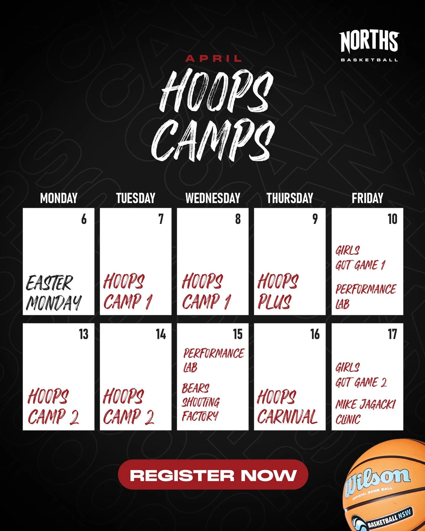 🐻 EASTER HOLIDAY CAMPS LOADING... 🏀⁠
⁠
The schedule is HERE 🔥⁠
All sessions. All camps. All ways to get better.⁠
⁠
From shooting clinics to girls-only sessions, beginner programs and more! There&rsquo;s something for every hooper these April holid