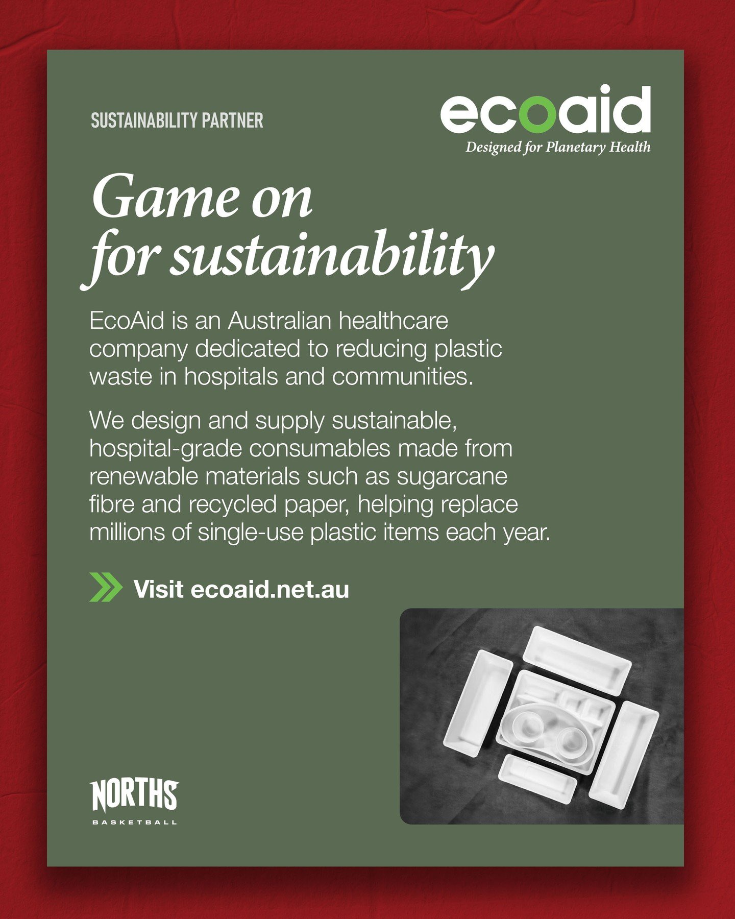 As an Australian healthcare company dedicated to reducing plastic waste, Eco Aid is helping replace millions of single-use plastics with sustainable, hospital-grade alternatives made from renewable materials.⁠
⁠
At Norths Basketball, we believe winni