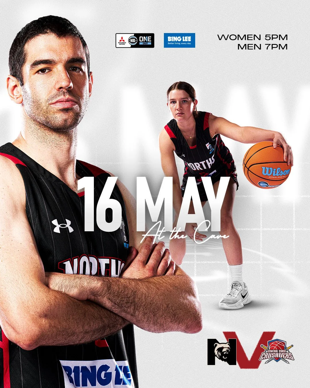 Home. Court. Advantage. 🐻⁠
⁠
The Cave is rocking this Saturday as the Bears take on the Central Coast Crusaders and we need you in the stands .🎶⁠
⁠
Two games. Two chances to cheer on the red and black. Don't miss it.🔥