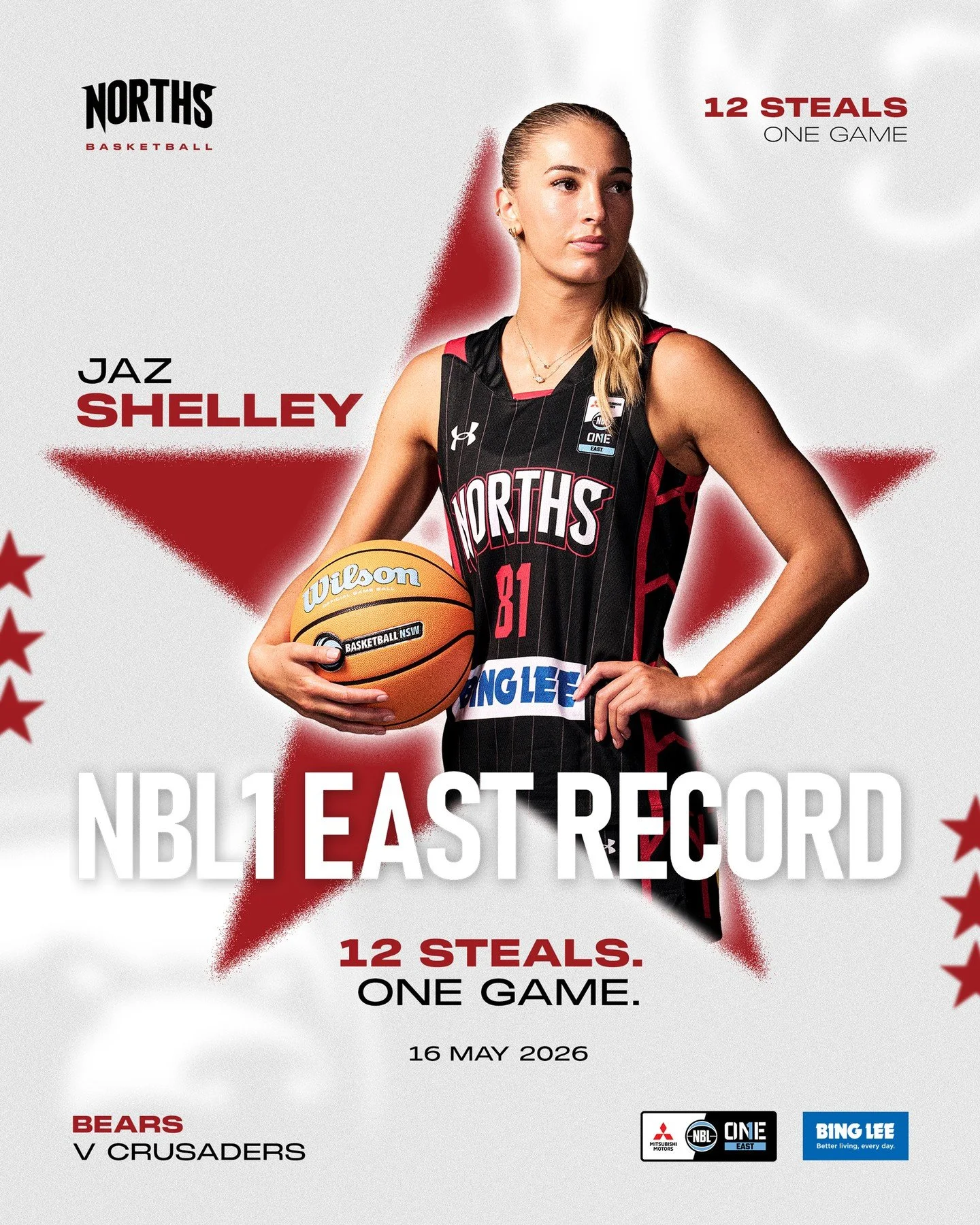 STOLE the NBL1 East record 😮&zwj;💨🔒⁠
⁠
12 steals in ONE game.⁠
Yeah&hellip; you read that right.⁠
⁠
Last weekend at The Cave, Jaz Shelley set a new NBL1 East record for most steals in a game against the Central Coast Crusaders 🐻🔥⁠
⁠
The records 