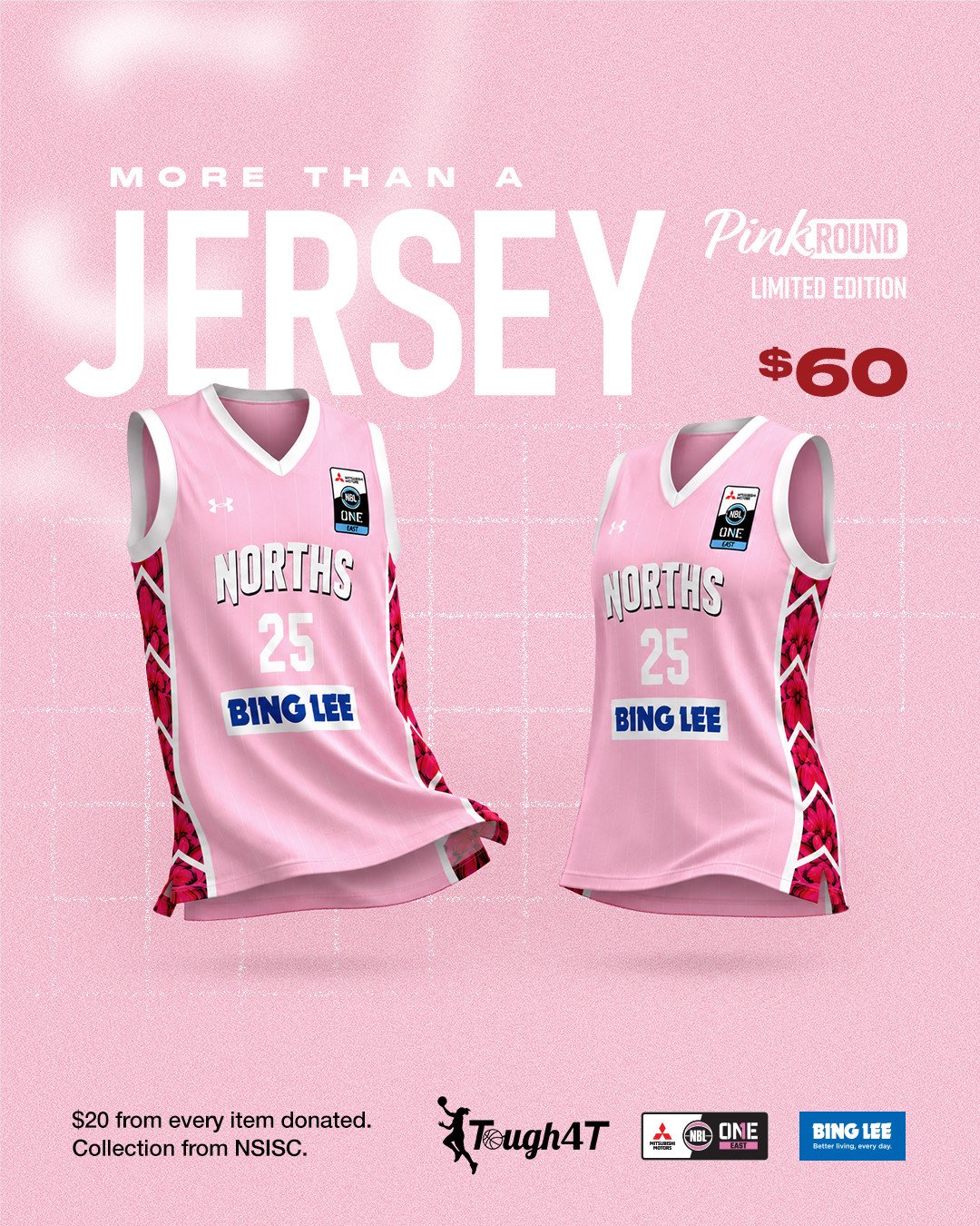 PINK is the New Black at Norths 🩷⁠
⁠
Exclusively for one round and one round only, your Bing Lee Norths Bears are dropping their usual black home strip, and donning PINK!⁠
⁠
For the 2nd Annual NBL1 Pink Round, we are introducing Pink uniforms for ou