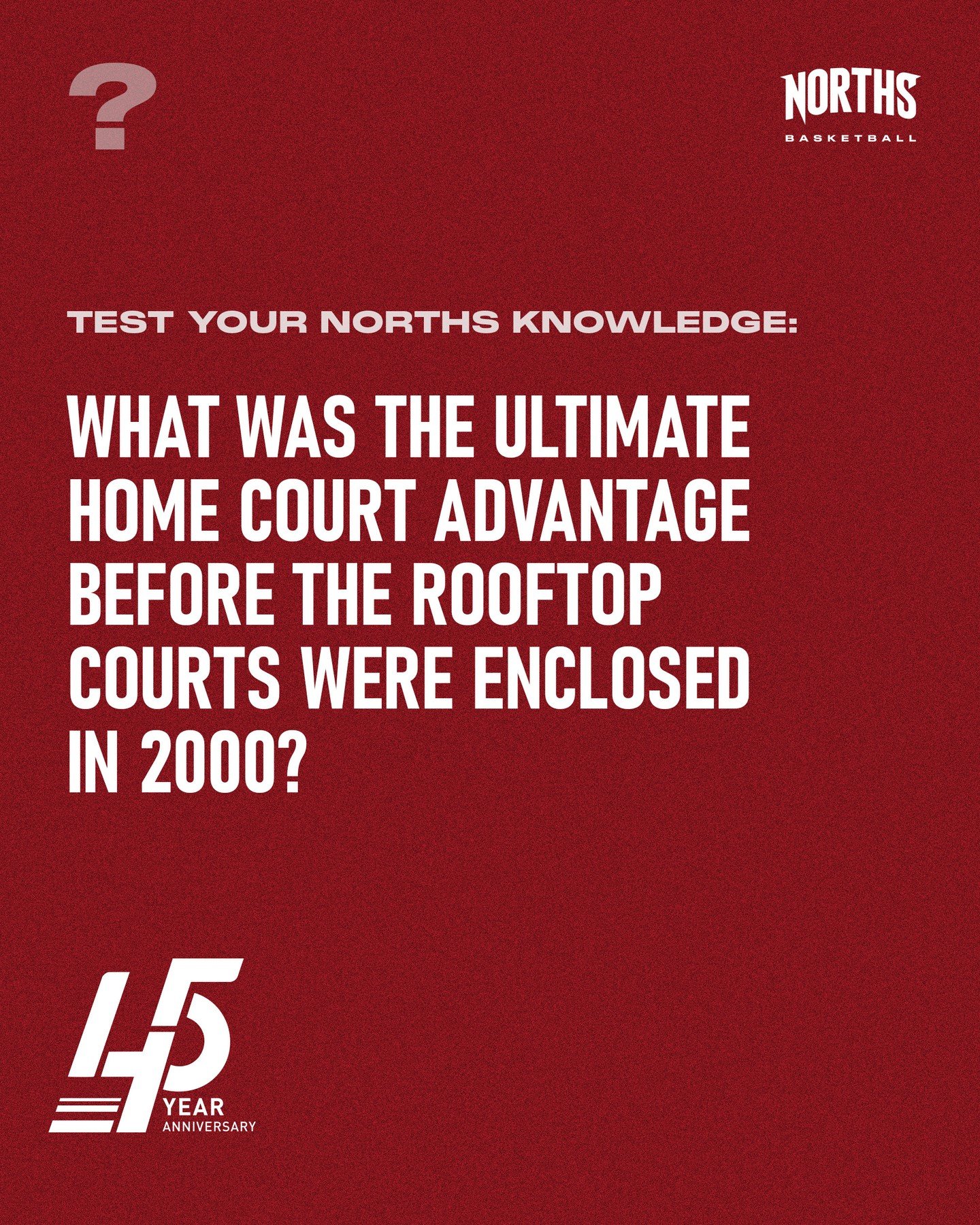 HOW WELL DO YOU KNOW NORTHS? 🏀⁠
⁠
We&rsquo;re back with another piece of Norths history as we celebrate 45 years of the Association.⁠
⁠
This time, we're taking it back to the 90s, and testing your meteorological knowledge 🌬️