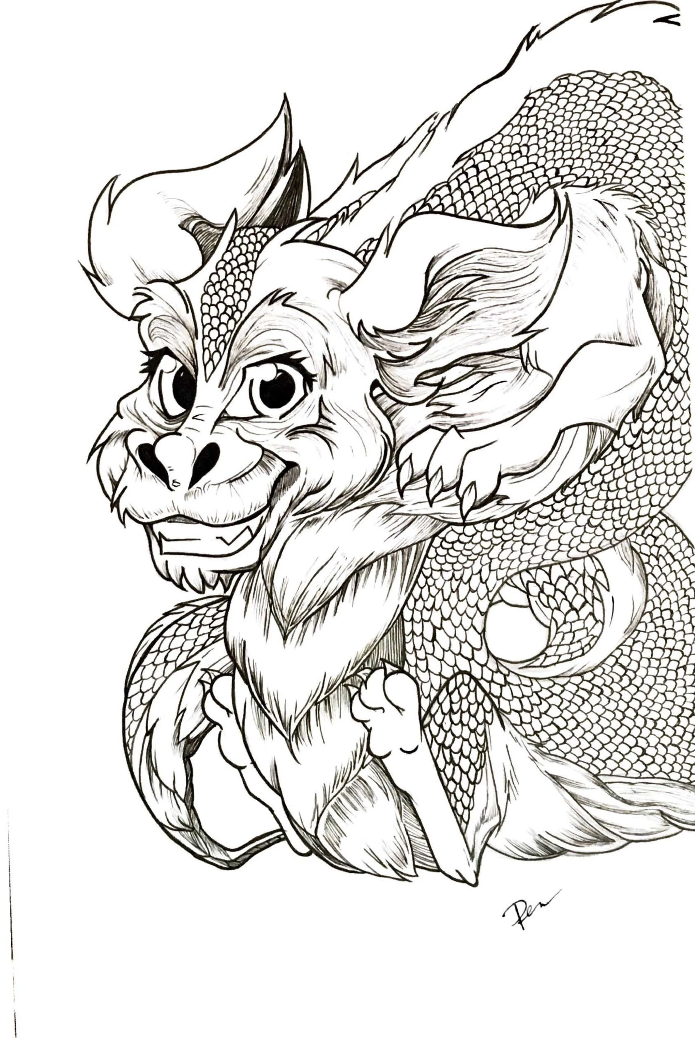 Falkor Sketch — Ren Black Ink
