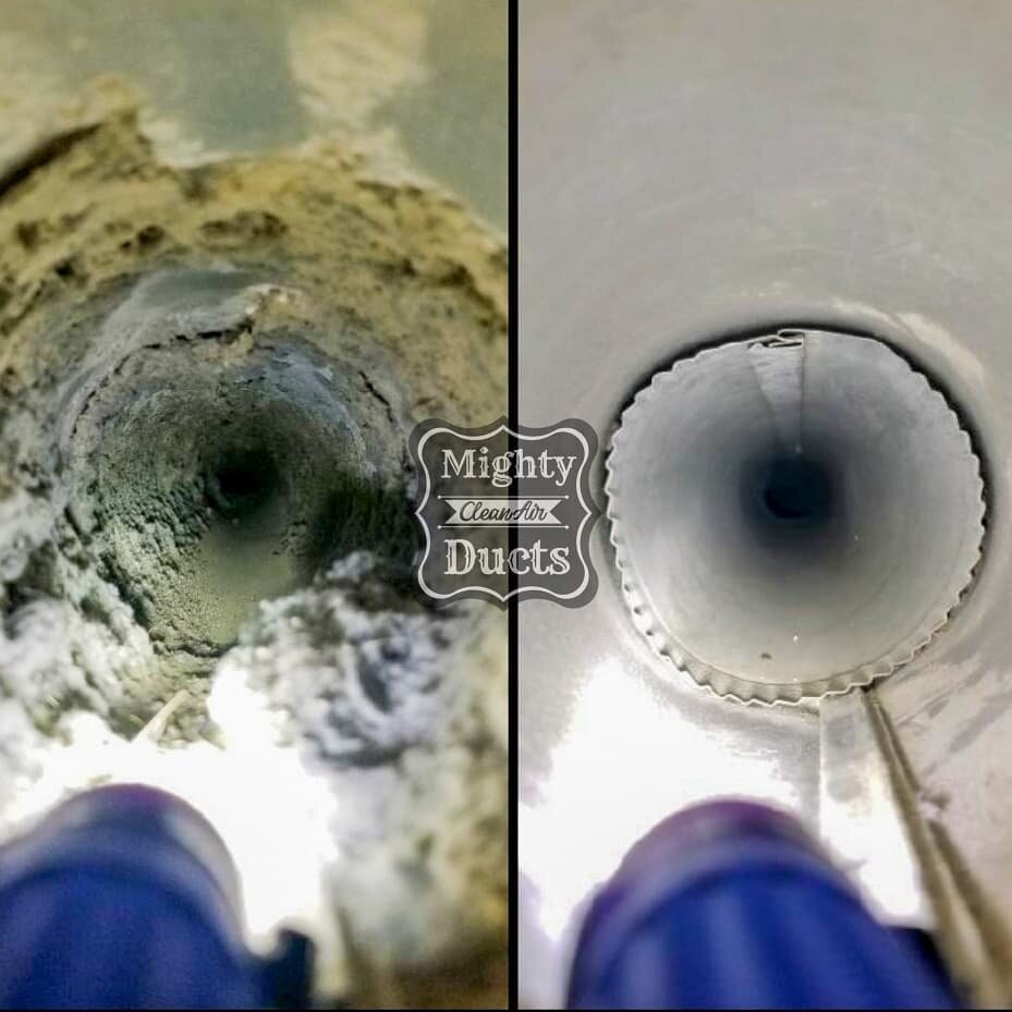 Happy Monday, Friends. Hope you're enjoying this amazing weather we're still having. Great way start to the week with these #MightyCleanResults 👀👌#MightyCleanAirDucts#BreatheBetterAir#AirDuctCleaning#OurFamilyHelpingYours#DirtyJobs#AirQu