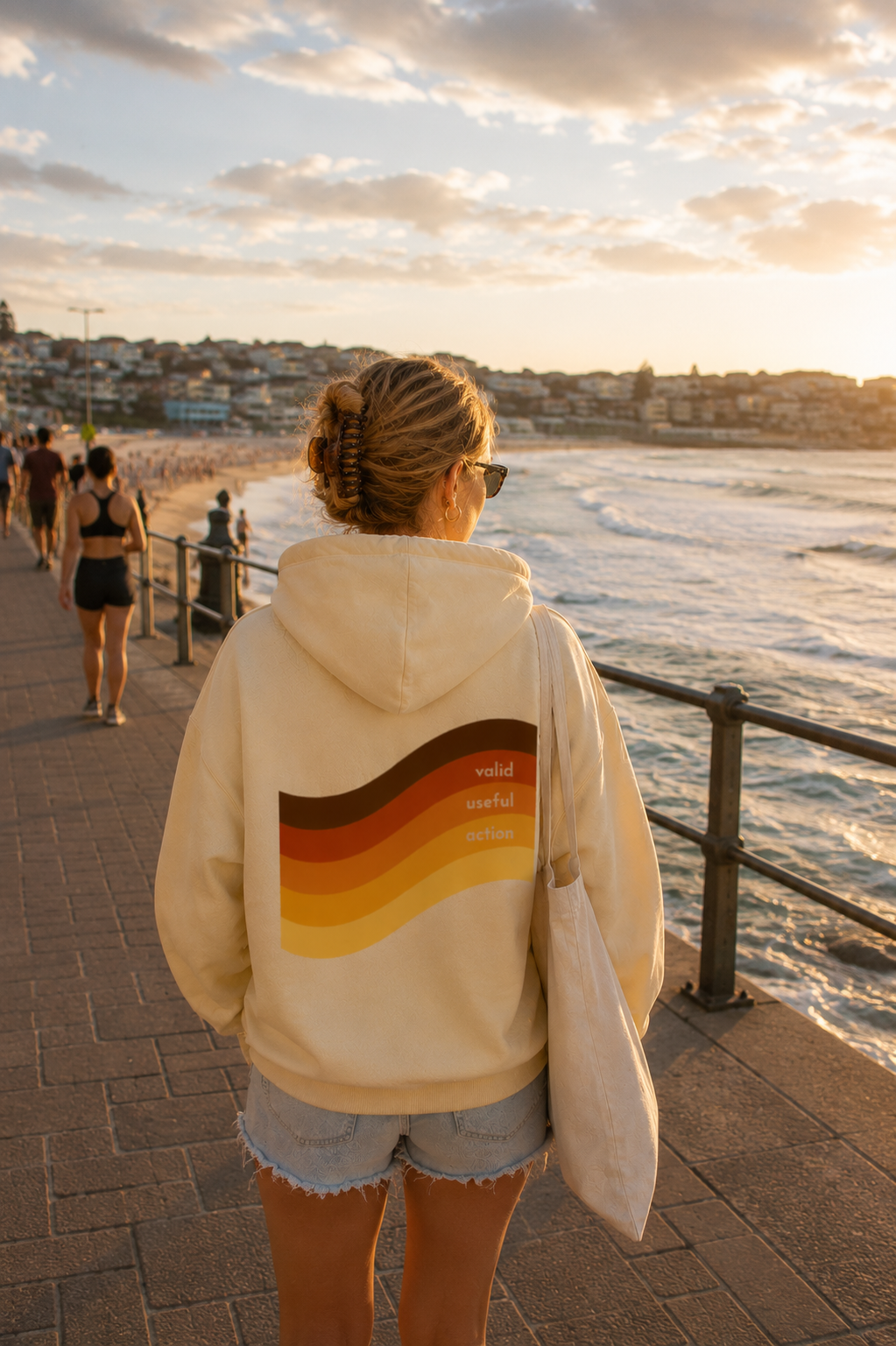 Evening wave oversized fleeced hoodie grey My Bondi Hypnotherapist.png