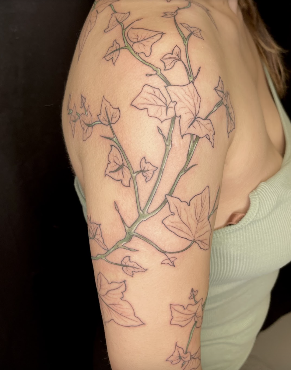 Fineline Vine Sleeve Tattoo