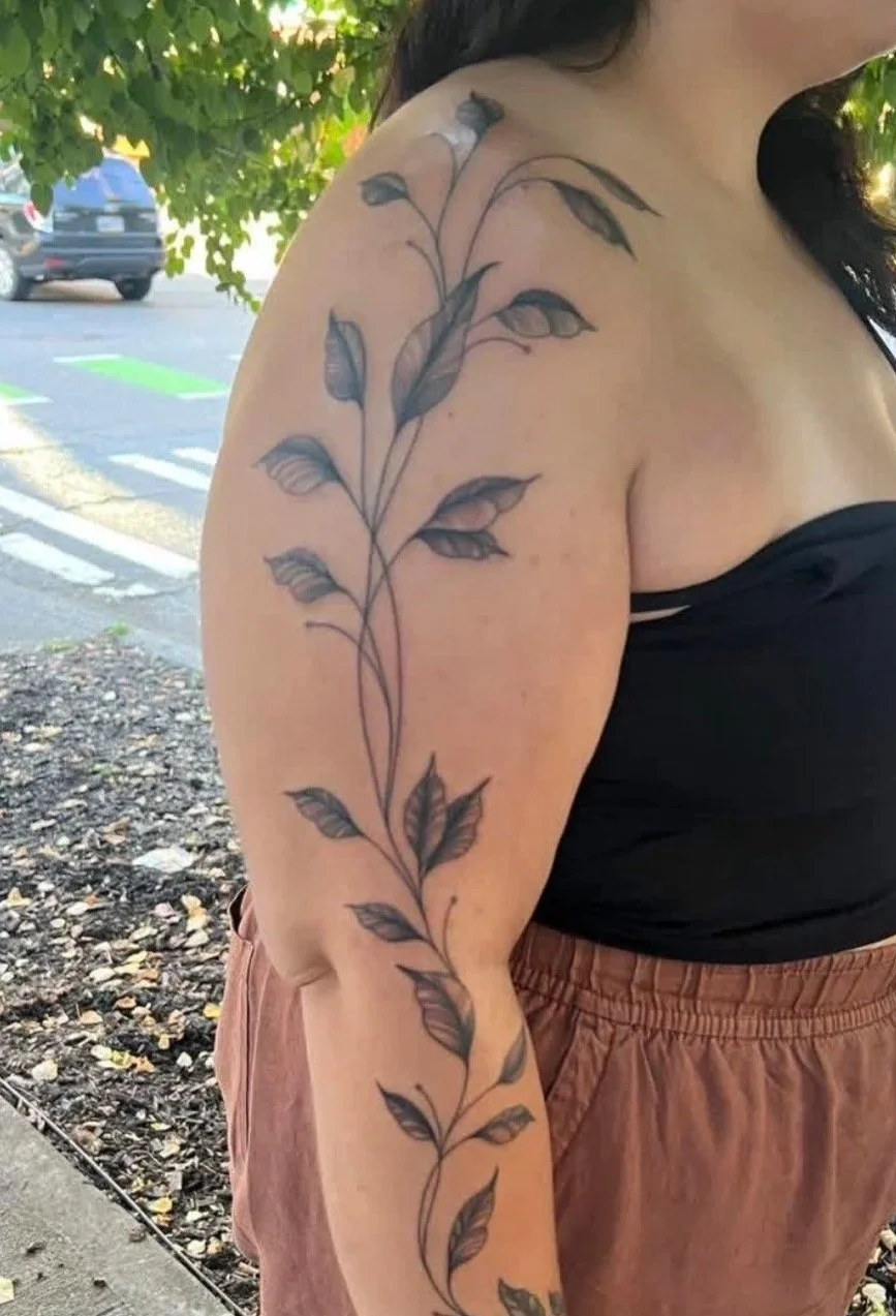 Fineline Vine Sleeve Tattoo
