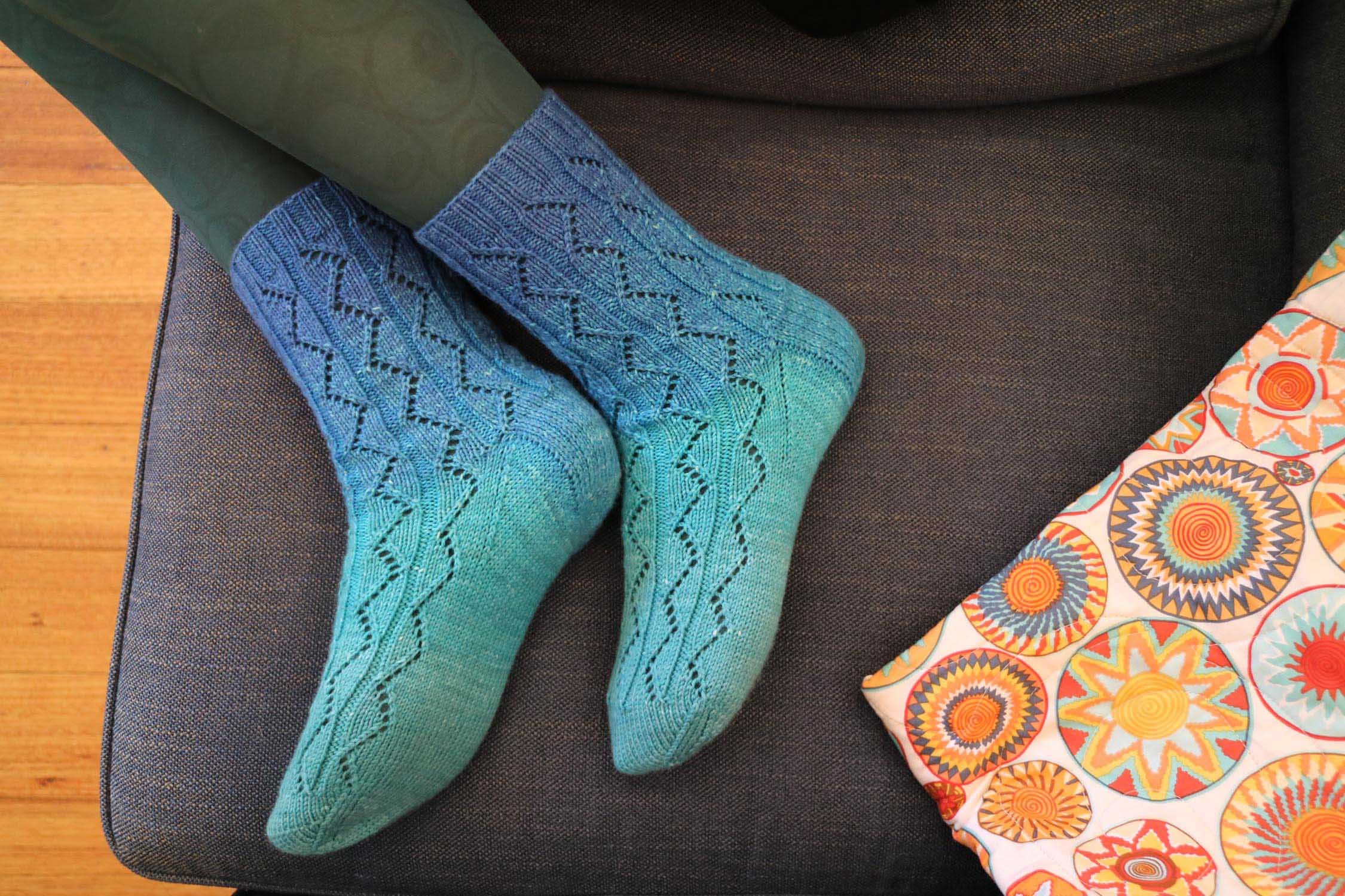 Colour fade Euphyllia hand knitted socks
