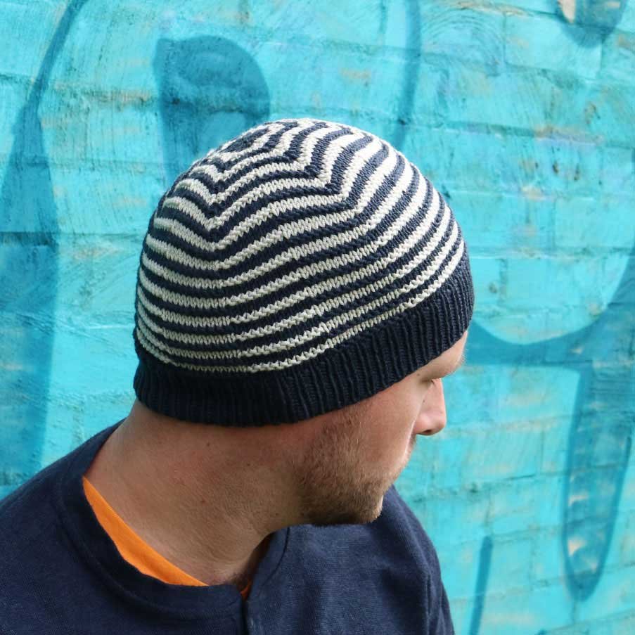 Navy and white shadow beanie.