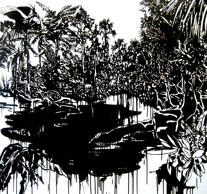 Heavy Crude (2012) bitumen on canvas, 160 x 160 cm. Private collection
