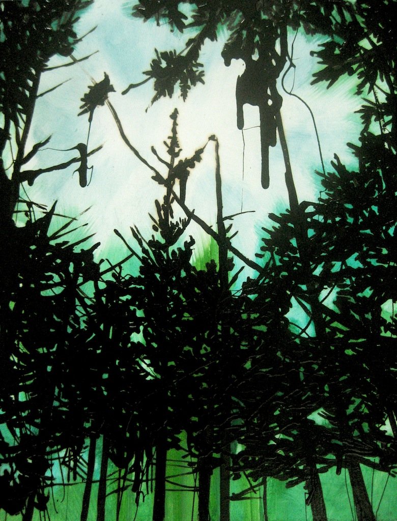 Lost (2012) Bitumen and oil on wood, 70 x 55 cm.
Private collection