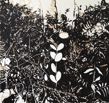 At Last (2012) Bitumen on wood, 120 x 130 xm Private collection