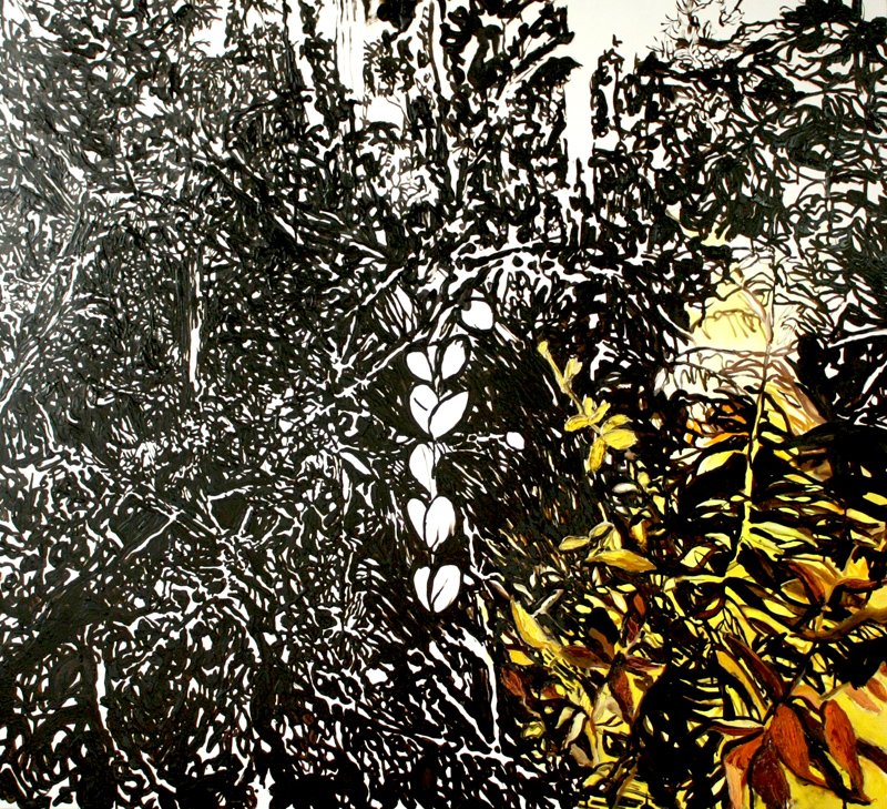 A Sun Carbonised (2012) Bitumen and oil on wood, 120 x 120 cm. Private collection