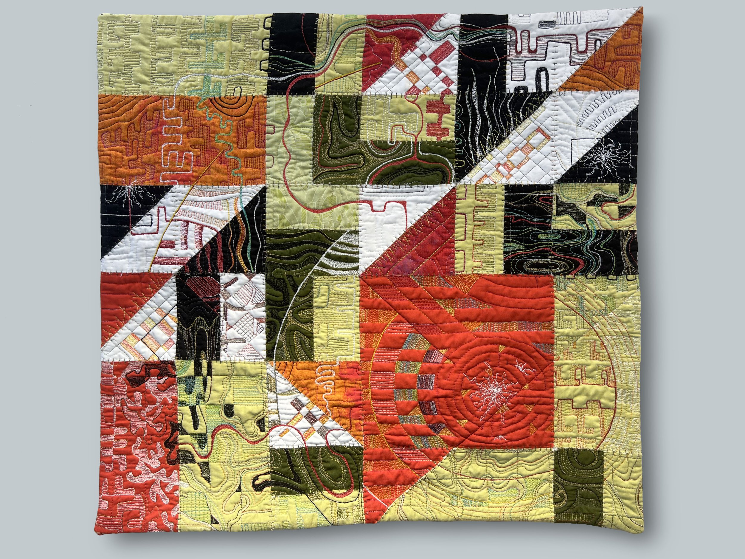 You Are Here, 23"x23" Quilt, 2022, (SOLD)