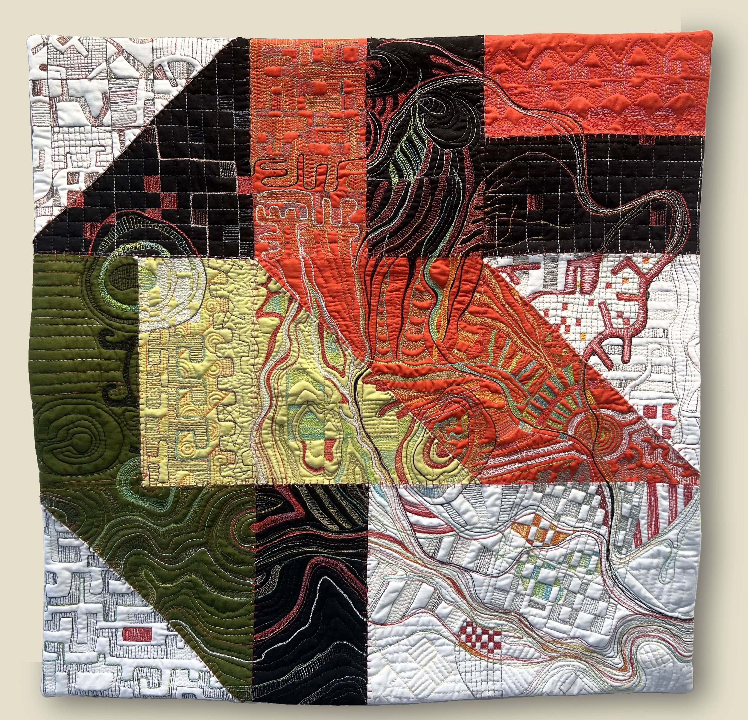 Off the Grid, 23"x23" Quilt, 2022 (SOLD)