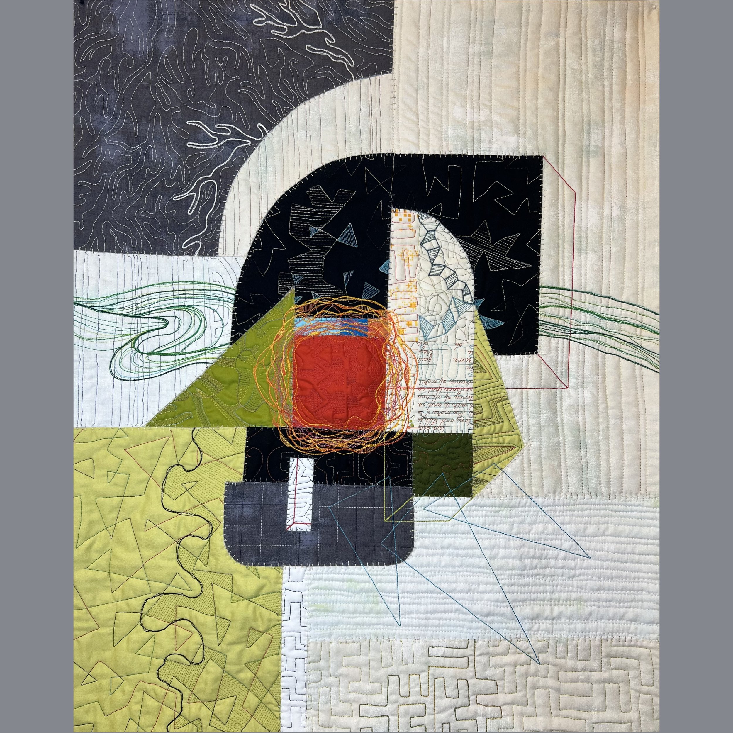 Nesting, 24"x30" Free-motion Quilted Textile, 2023, $1500