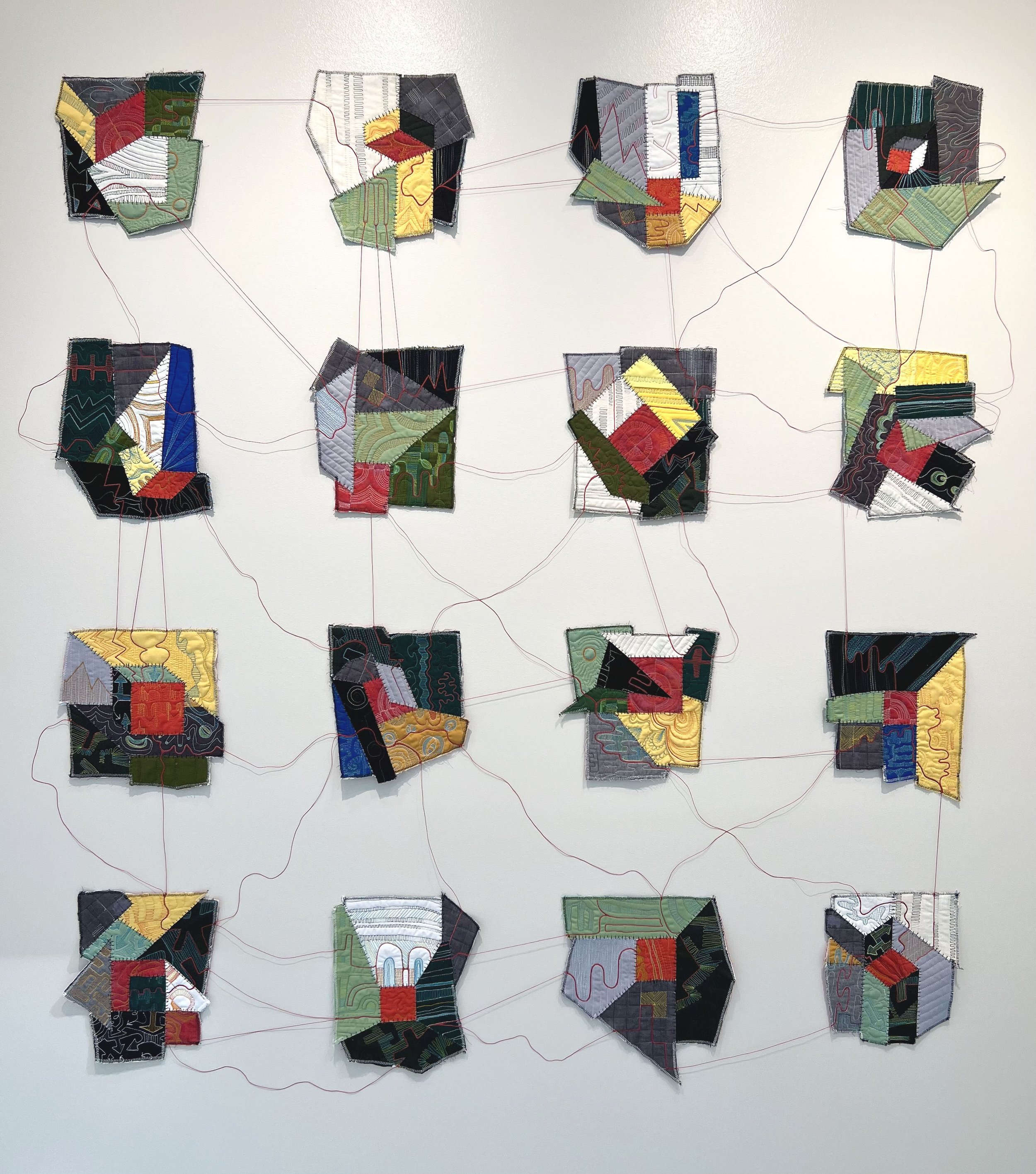 Ties that Bind, 60"x75" Free-motion Quilted Textile with waxed thread, 2023, $2000