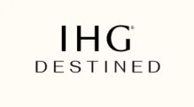 Logo for IHG Destined preferred partners with black writing on a beige background