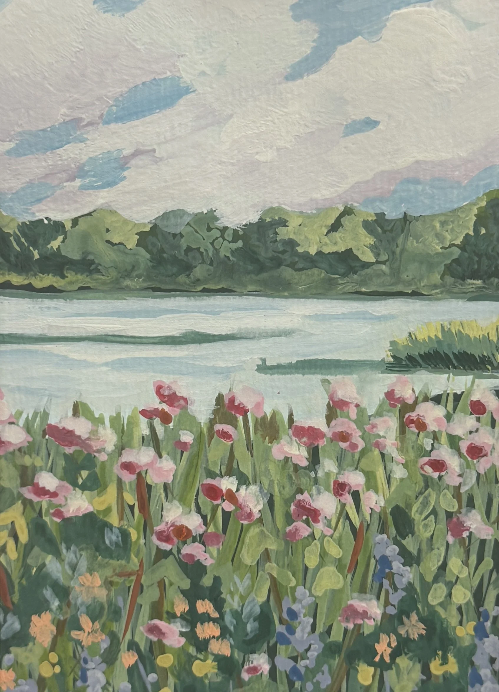 Gouache Floral Landscape 5x7"