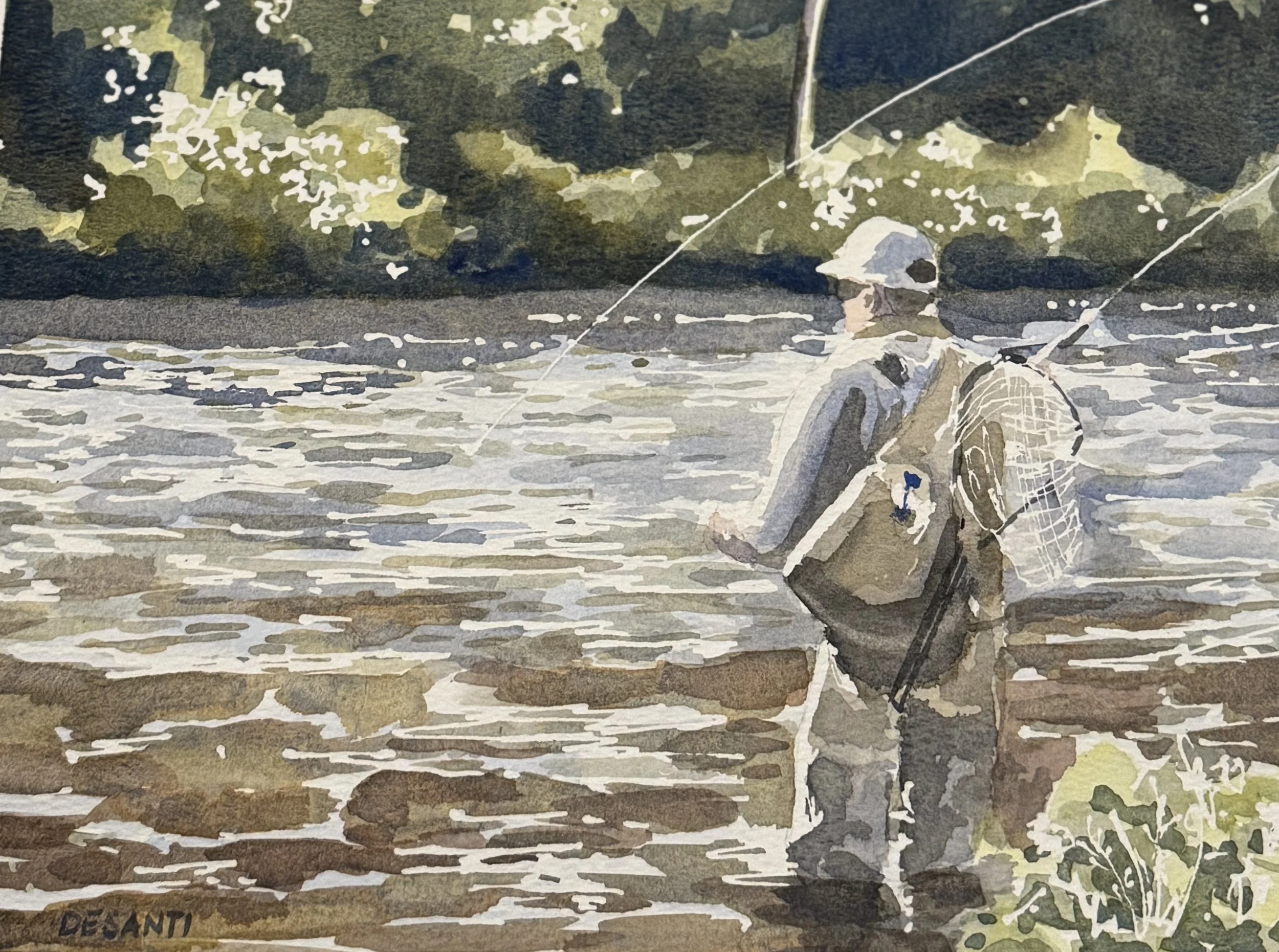 Fly Fishing, Farmington River 9x12" Watercolor