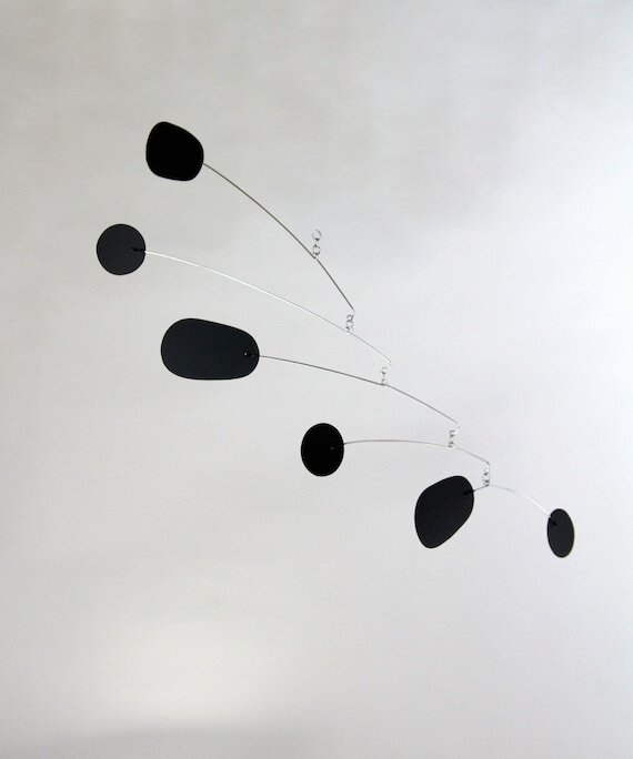 Hanging art mobile by Portland mobile artist Mark Leary . Hanging mobile, kinetic art mobile, adult mobile, modern nursery decor, midcentury modern mobile.