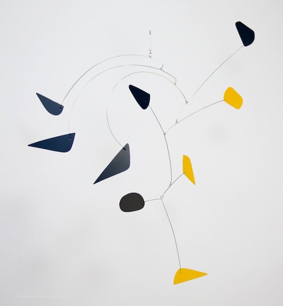 Hanging art mobile by Portland mobile artist Mark Leary . Hanging mobile, kinetic art mobile, adult mobile, modern nursery decor, midcentury modern mobile.