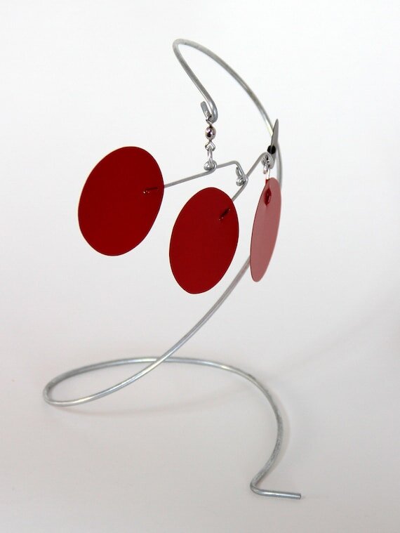Hanging art mobile by Portland mobile artist Mark Leary . Hanging mobile, kinetic art mobile, adult mobile, modern nursery decor, midcentury modern mobile.