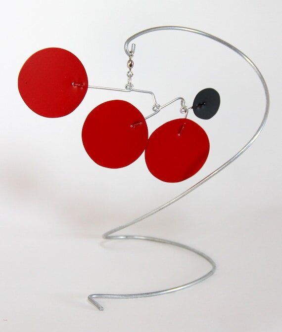 Hanging art mobile by Portland mobile artist Mark Leary . Hanging mobile, kinetic art mobile, adult mobile, modern nursery decor, midcentury modern mobile.