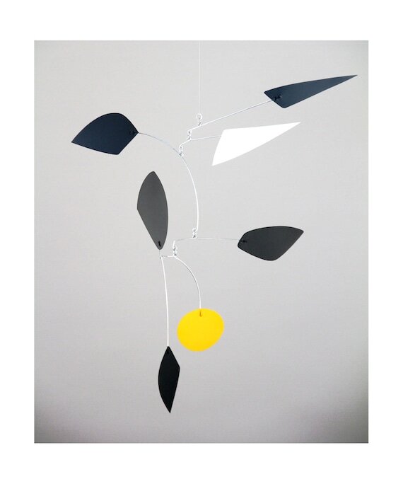 Hanging art mobile by Portland mobile artist Mark Leary . Hanging mobile, kinetic art mobile, adult mobile, modern nursery decor, midcentury modern mobile.