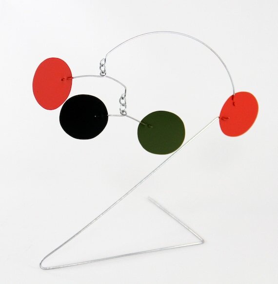 Hanging art mobile by Portland mobile artist Mark Leary . Hanging mobile, kinetic art mobile, adult mobile, modern nursery decor, midcentury modern mobile.