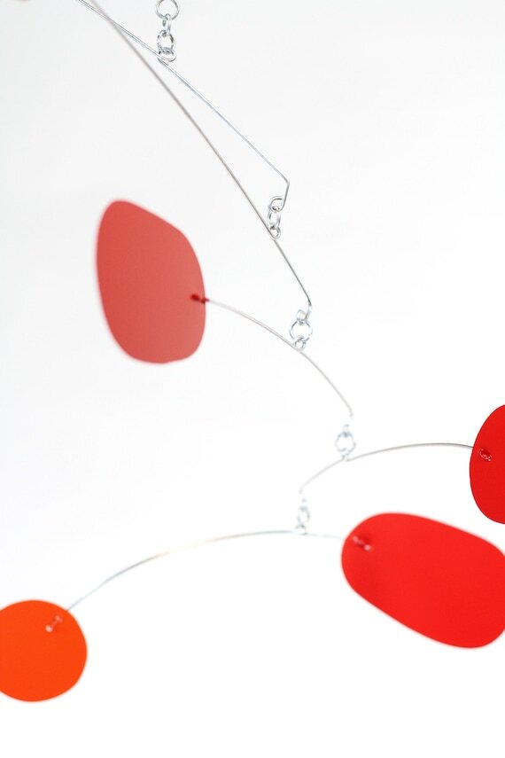 Hanging art mobile by Portland mobile artist Mark Leary . Hanging mobile, kinetic art mobile, adult mobile, modern nursery decor, midcentury modern mobile.