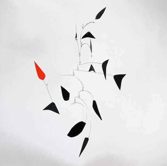Hanging art mobile by Portland mobile artist Mark Leary . Hanging mobile, kinetic art mobile, adult mobile, modern nursery decor, midcentury modern mobile.