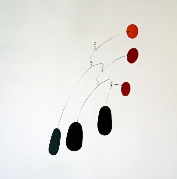 Hanging art mobile by Portland mobile artist Mark Leary . Hanging mobile, kinetic art mobile, adult mobile, modern nursery decor, midcentury modern mobile.