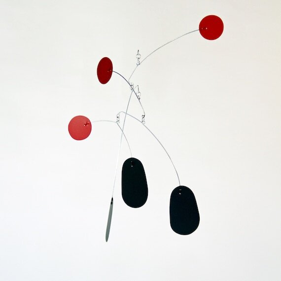 Hanging art mobile by Portland mobile artist Mark Leary . Hanging mobile, kinetic art mobile, adult mobile, modern nursery decor, midcentury modern mobile.