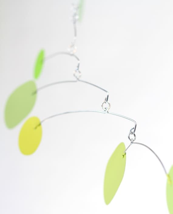 Hanging art mobile by Portland mobile artist Mark Leary . Hanging mobile, kinetic art mobile, adult mobile, modern nursery decor, midcentury modern mobile.