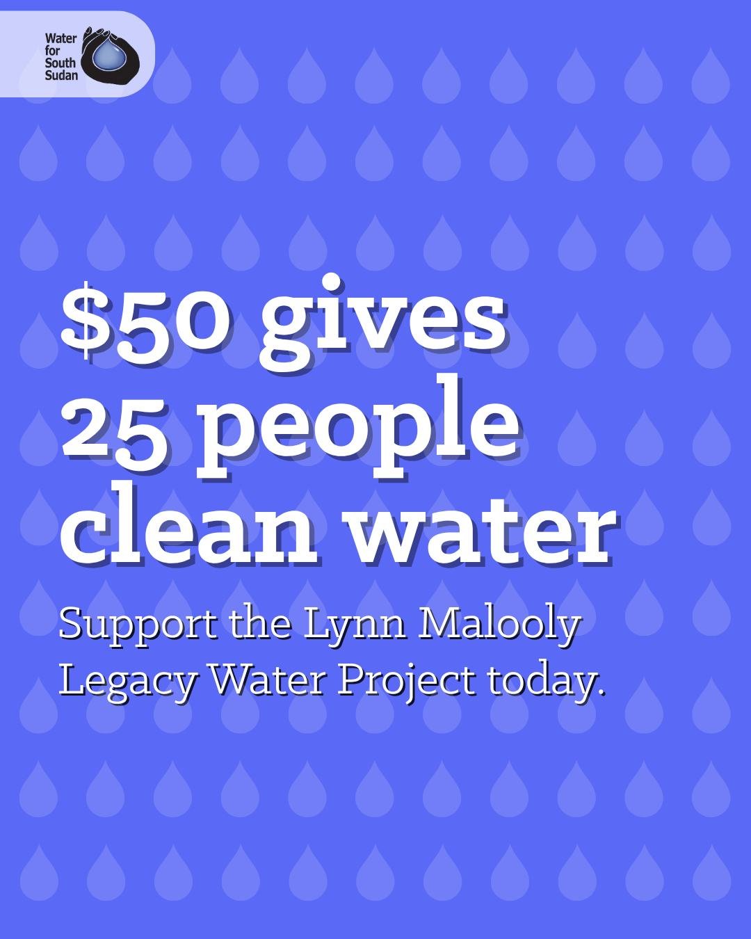 Our Executive Director Lynn Malooly spent 15 years bringing clean water to South Sudan. Now, you can carry her legacy forward.

💧 $50 = clean water for 25 people.

Be part of the Lynn Malooly Legacy Water Project and bring lasting change to communit