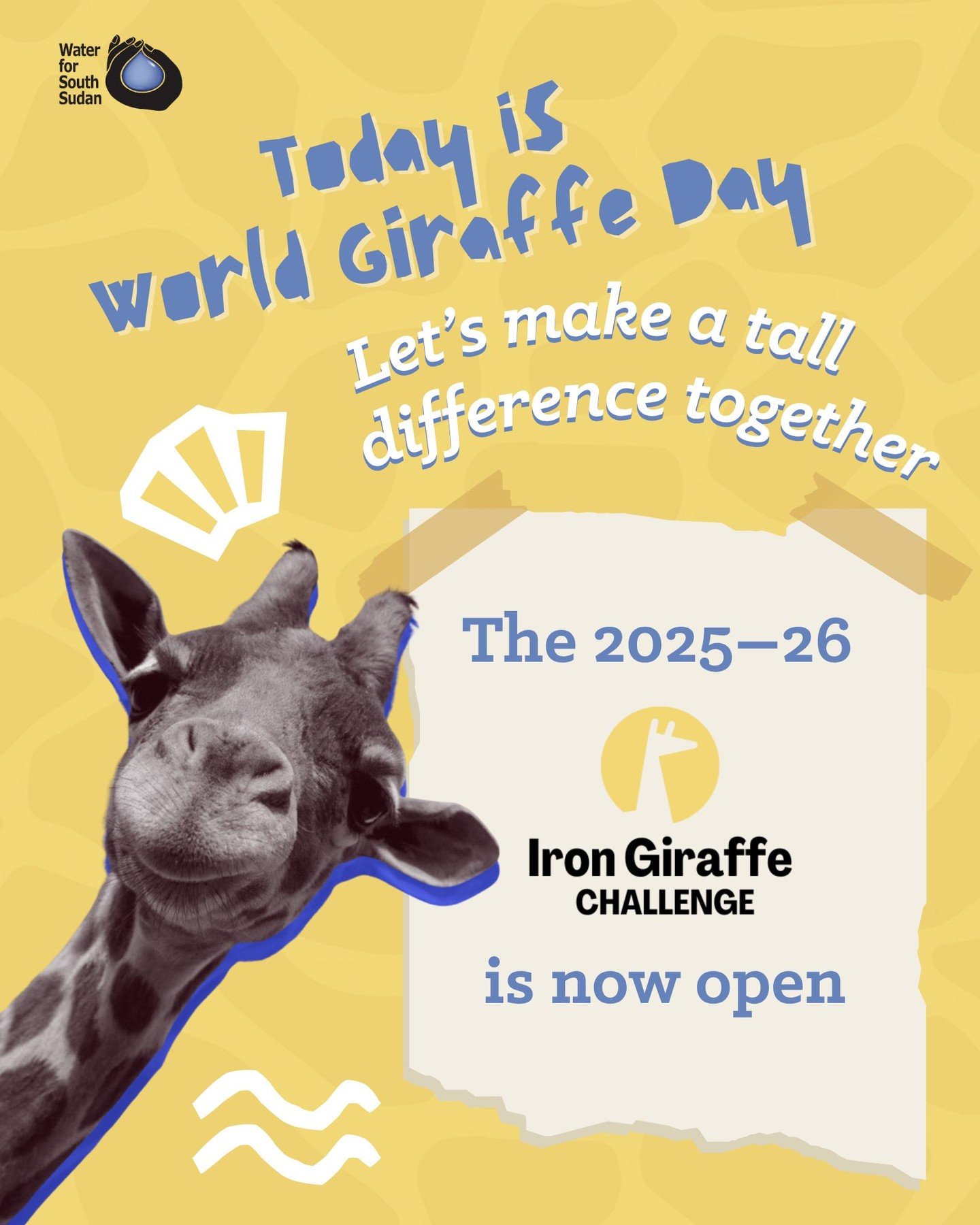 🦒 Today is World Giraffe Day!

We believe kids can do big things&mdash;like helping other kids get clean water.
Join the Iron Giraffe Challenge, where students raise money to build wells in South Sudan. 💧

Clean water helps kids stay healthy, go to