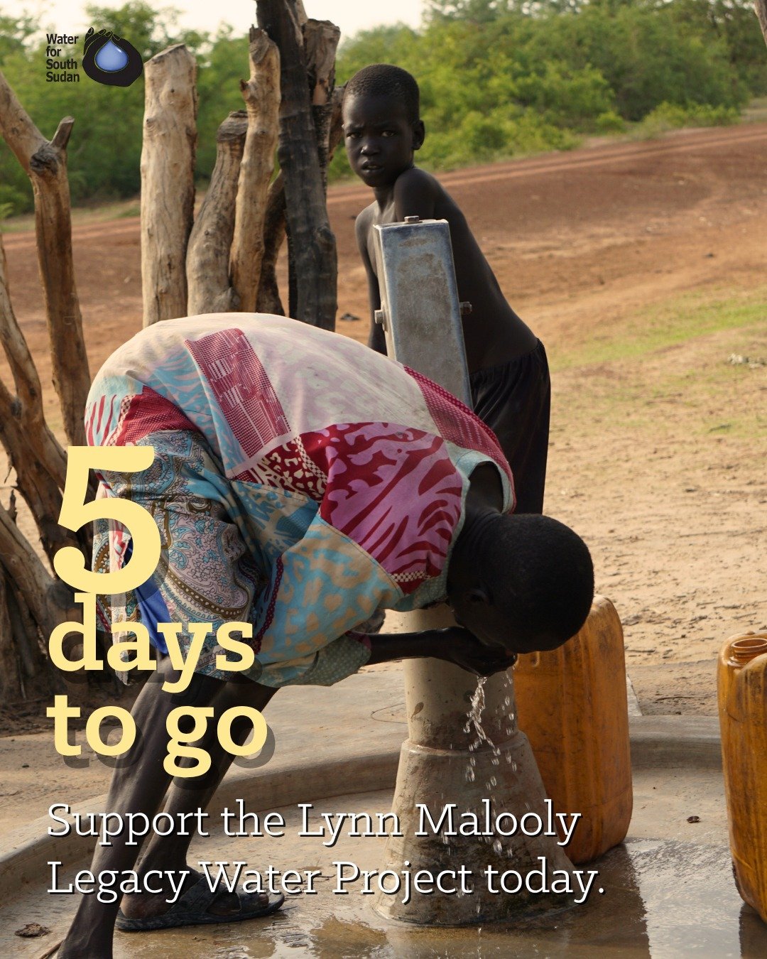 💧 5 Days to Go! 💧

Women and children in rural South Sudan still walk miles for water that&rsquo;s often unsafe. You can help rewrite this narrative.

To honor our Executive Director Lynn Malooly&rsquo;s retirement and lifelong dedication, the Lynn